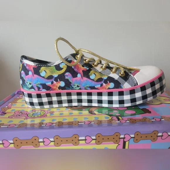 Irregular Choice Gingham Surprise Dino Sneakers, VGUC, Size 36 - Picture 5 of 12
